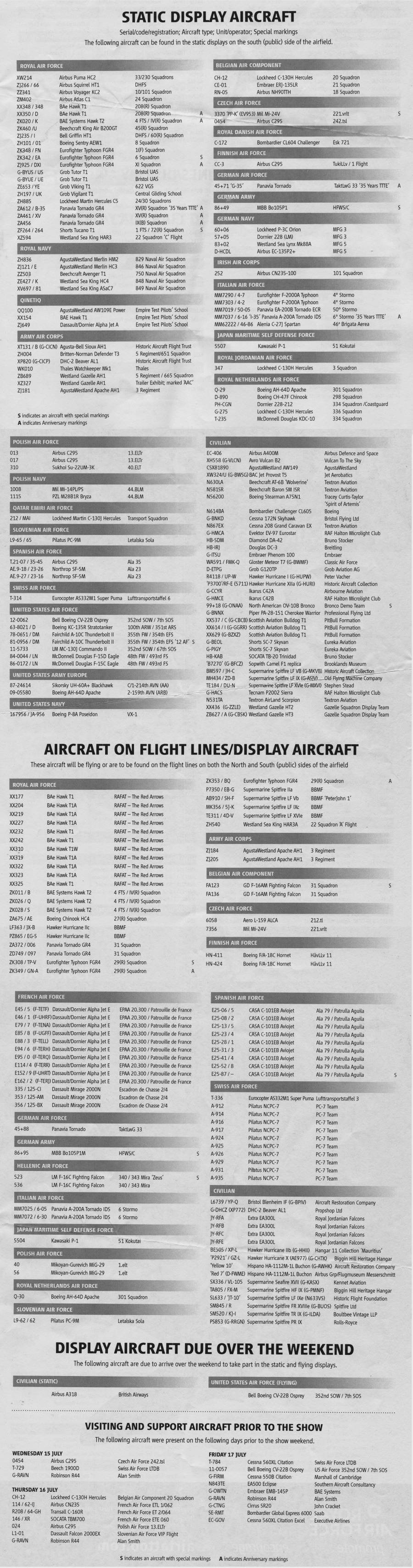 Where can you find a schedule of air shows in 2010?