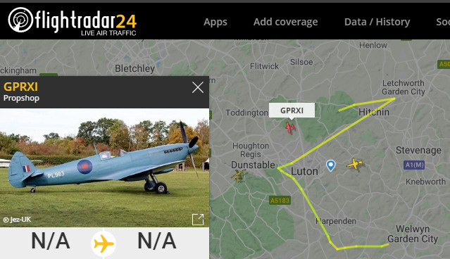 Spitfire PR.XI on Flight Radar 24