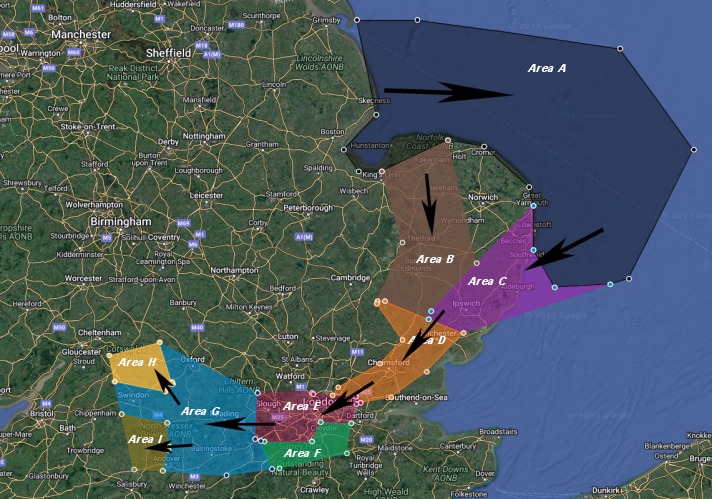King's Coronation Flypast 2023 map