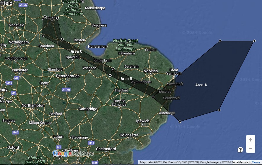 Google Map King's Birthday Flypast Rehearsal 3rd June 2024